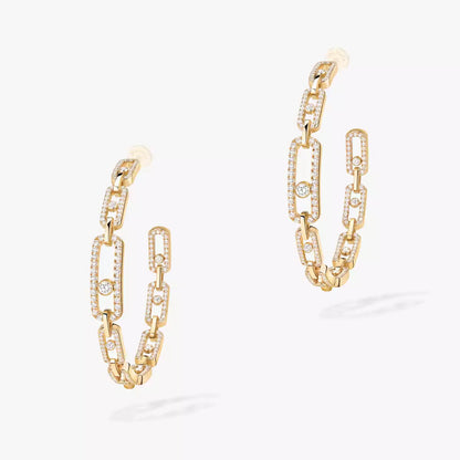 [OrnoraJewelry]Move Link Diamond Hoop Earrings