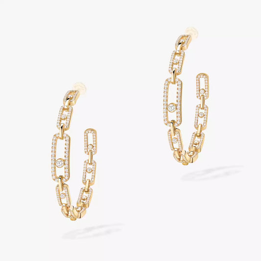 [OrnoraJewelry]Move Link Diamond Hoop Earrings