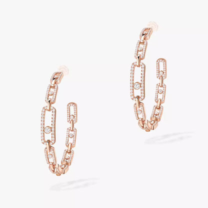 [OrnoraJewelry]Move Link Diamond Hoop Earrings