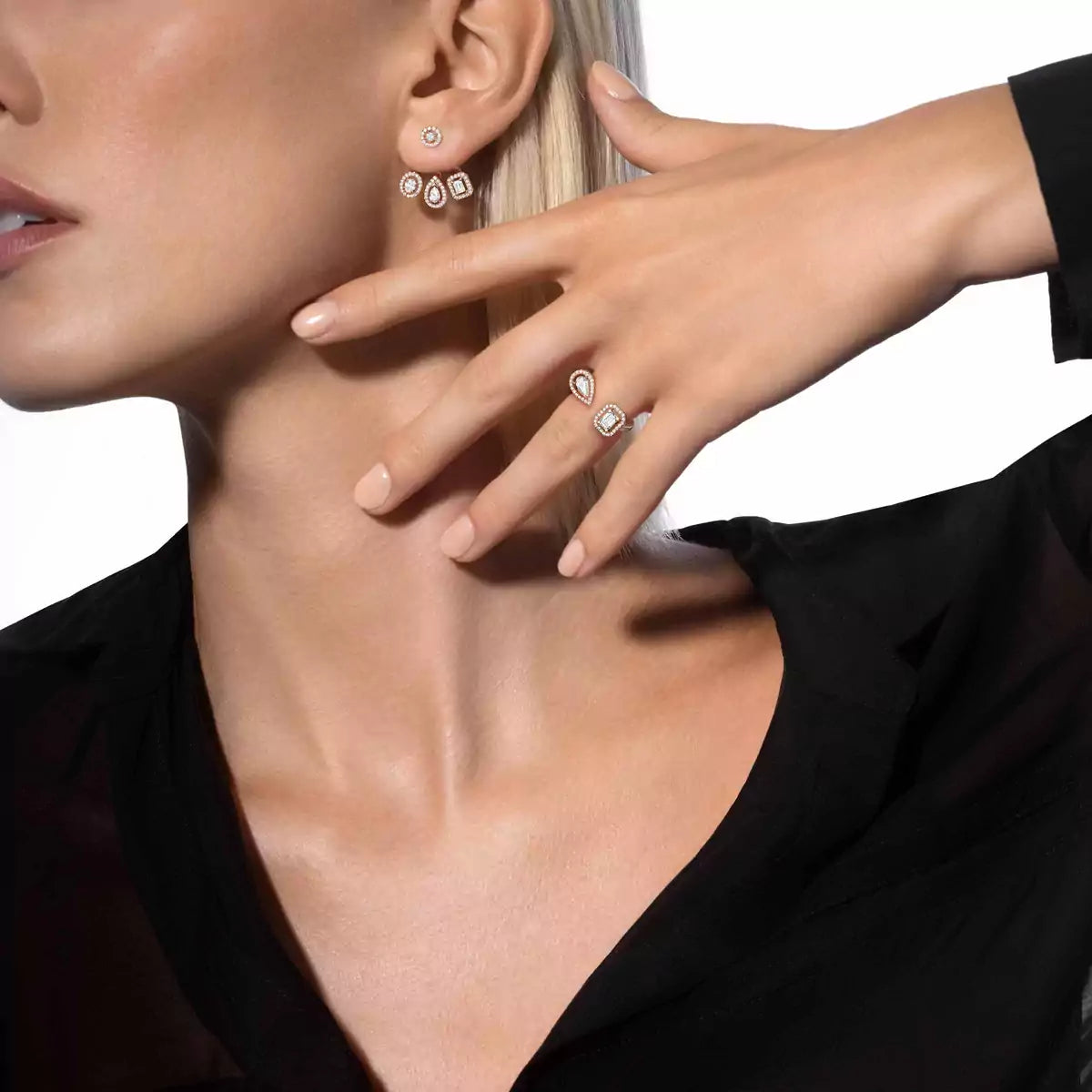 [OrnoraJewelry] My Twin Trio  Diamond Earrings