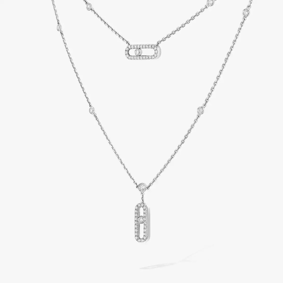 [Ornora Jewelry]2 Rows Rose Gold Diamond Pave_ Necklace Move Uno