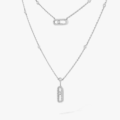 [Ornora Jewelry]2 Rows Rose Gold Diamond Pave_ Necklace Move Uno
