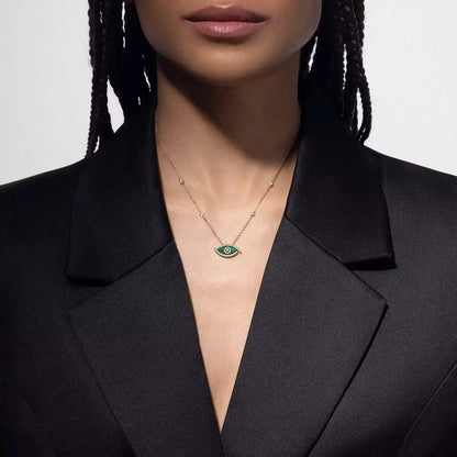 [Ornora Jewelry]Lucky Eye Diamond Necklace in Rose Gold and Turquoise