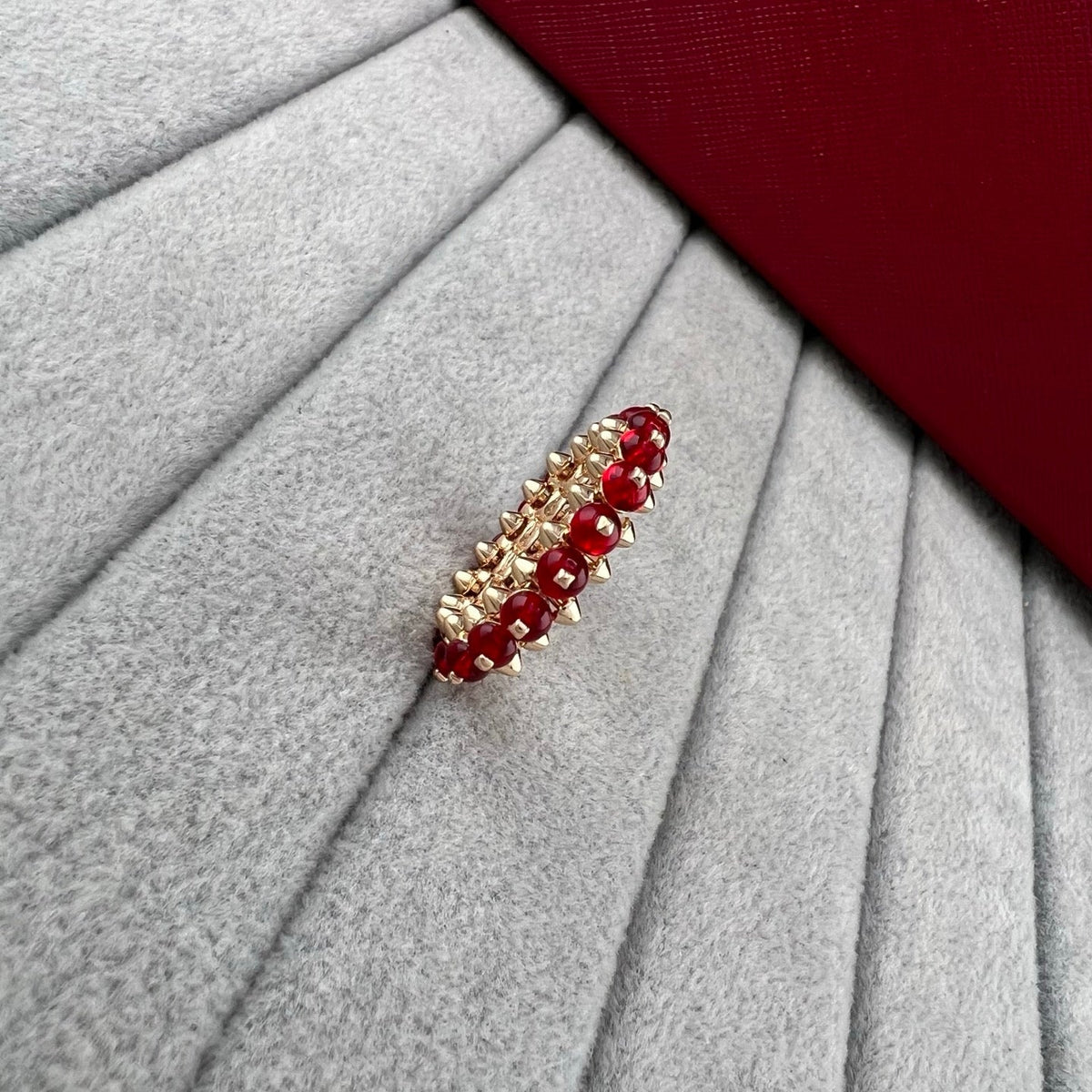 [OrnoraJewelry]PYRAMID COLORED STONE STUD RING