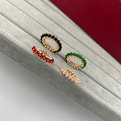 [OrnoraJewelry]PYRAMID COLORED STONE STUD RING