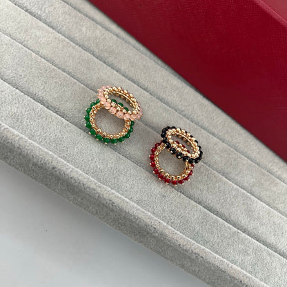 [OrnoraJewelry]PYRAMID COLORED STONE STUD RING