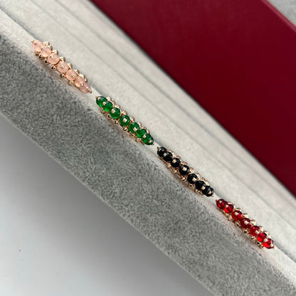 [OrnoraJewelry]PYRAMID COLORED STONE STUD RING