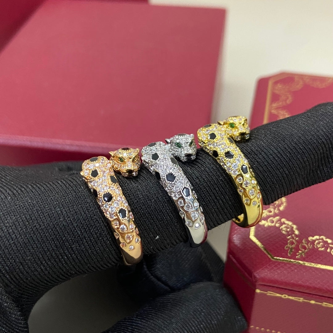 [OrnoraJewelry]FULL DIAMOND DOUBLE LEOPARD HEAD RING