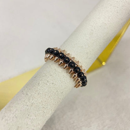 [OrnoraJewelry]BLACK BEAD STUD RING