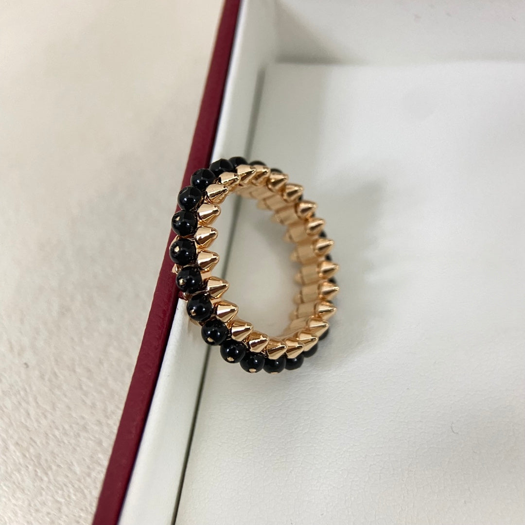 [OrnoraJewelry]BLACK BEAD STUD RING