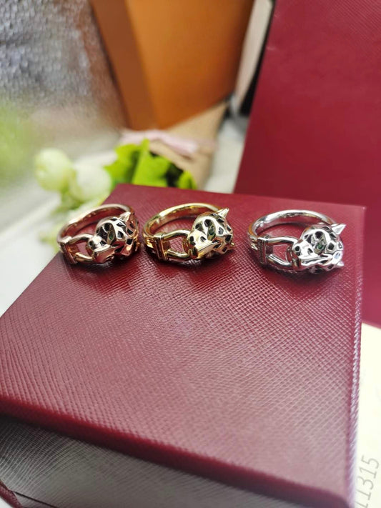 [OrnoraJewelry]LEOPARD-HEAD LEOPARD-PRINT COUPLE RING