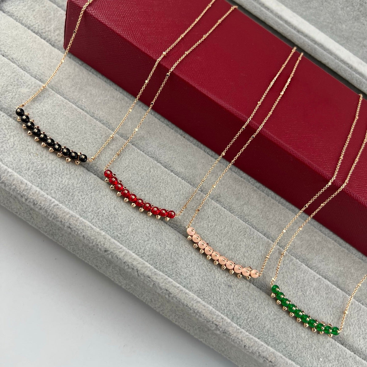 [OrnoraJewelry]NEW STUD COLORED GEM PENDANT NECKLACE