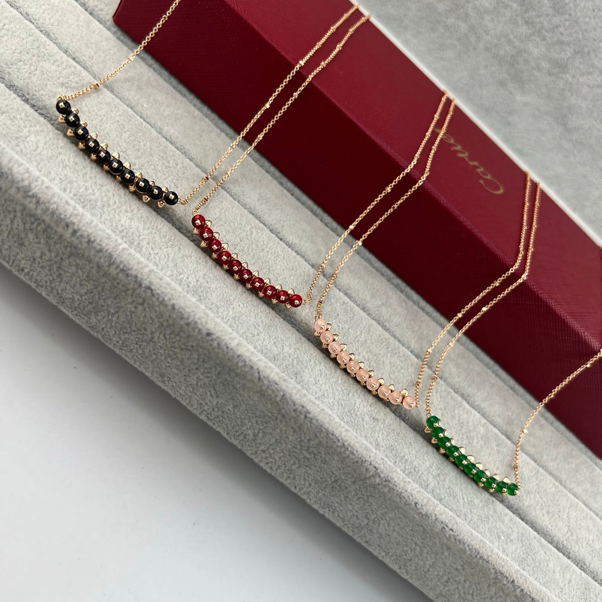 [OrnoraJewelry]NEW STUD COLORED GEM PENDANT NECKLACE