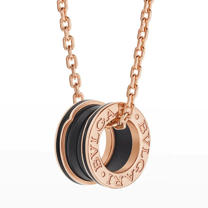 [OrnoraJewelry]ZERO 1 BLACK CERAMIC PINK GOLD NECKLACE