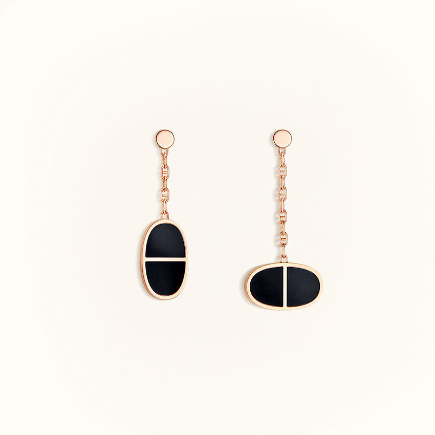 [OrnoraJewelry]CHAINE VERSO BLACK CERAMIC EARRINGS