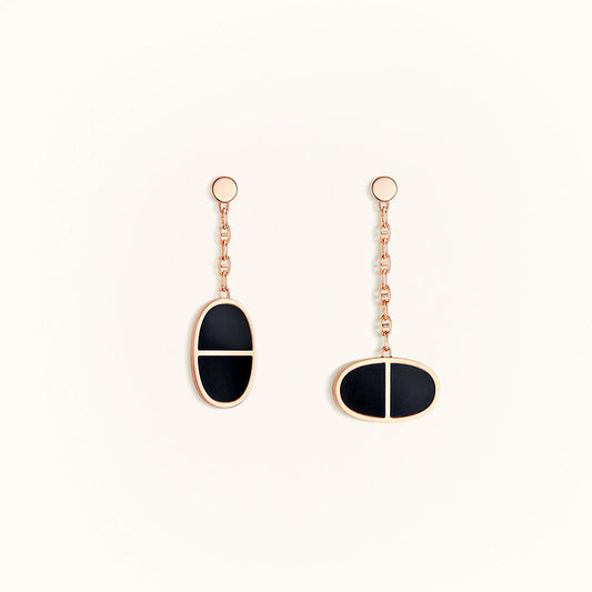 [OrnoraJewelry]CHAINE VERSO BLACK CERAMIC EARRINGS