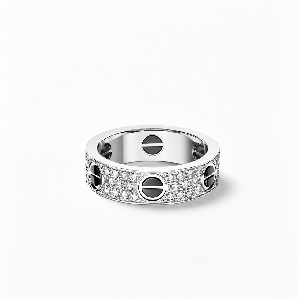[OrnoraJewelry]LOVE RING 5.5MM DIAMONDS PAVED CERAMIC