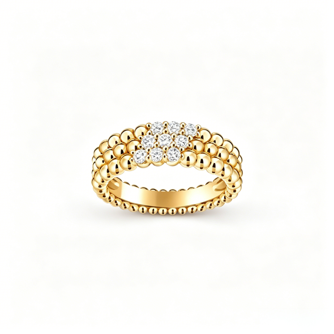 [OrnoraJewelry] THREE-ROW DIAMOND RING