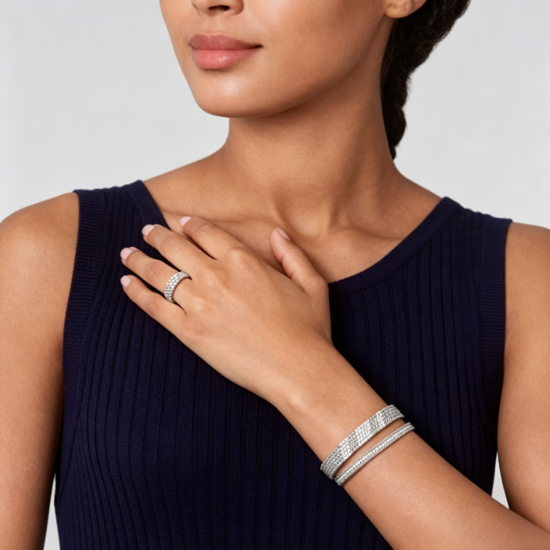 [OrnoraJewelry] THREE-ROW DIAMOND RING