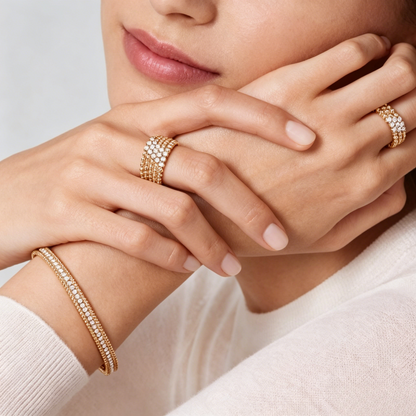[OrnoraJewelry] THREE-ROW DIAMOND RING