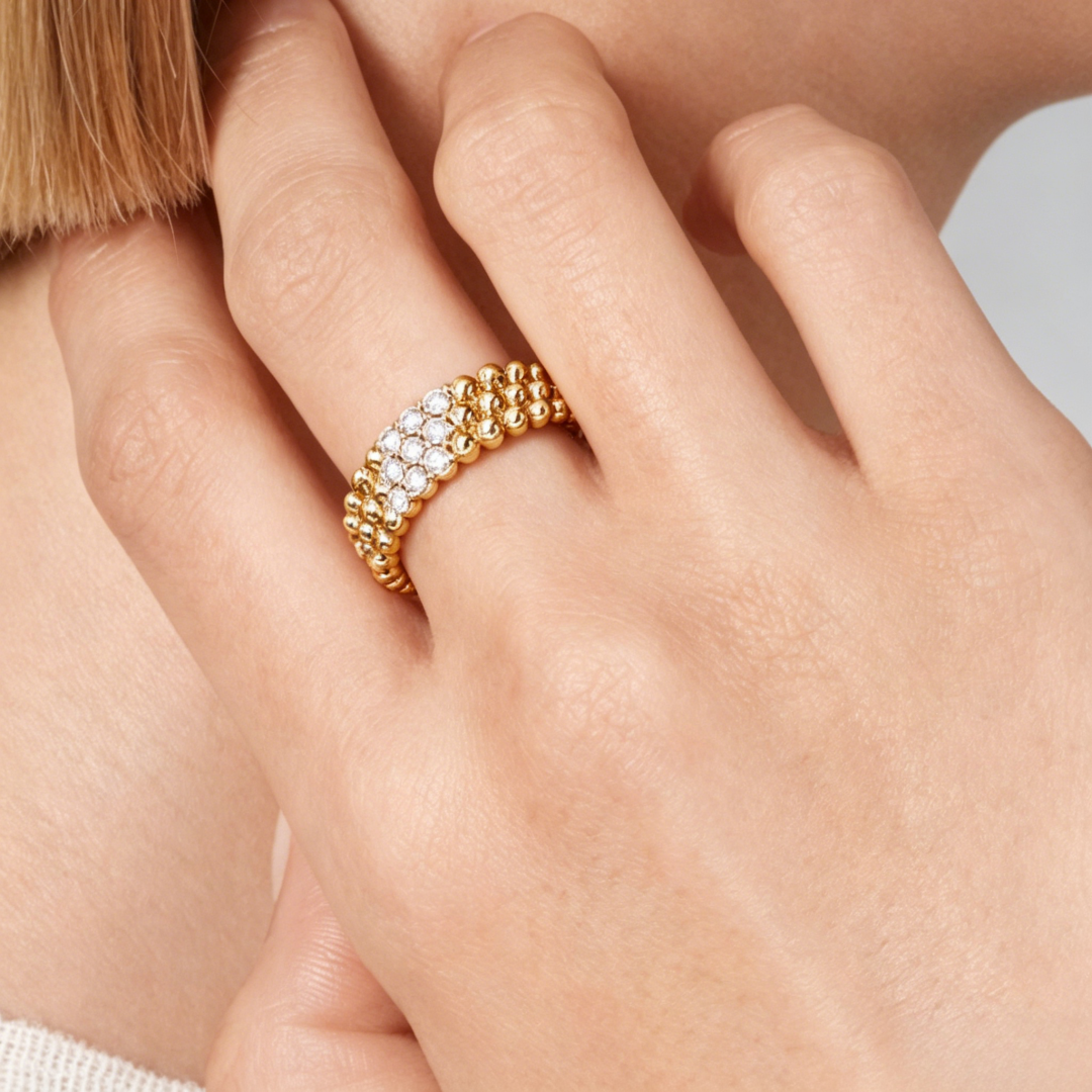 [OrnoraJewelry] THREE-ROW DIAMOND RING