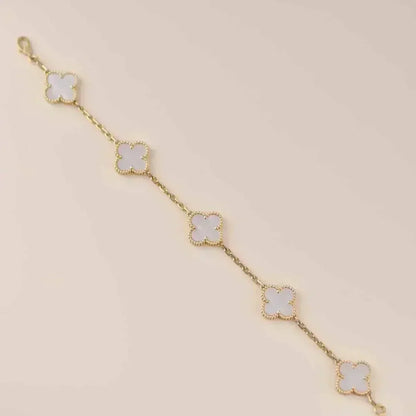 [OrnoraJewelry]CLOVER WHITE PEARL MOP 5 MOTIF BRACELET COLLECTION