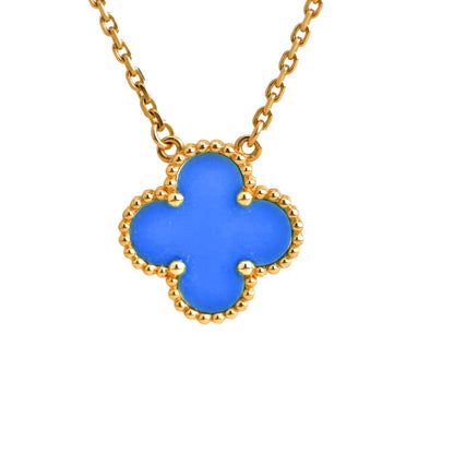 [OrnoraJewelry]CLOVER 15MM BLUE AGATE NECKLACE