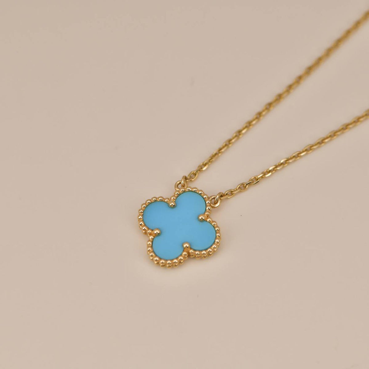 [OrnoraJewelry]CLOVER 15MM VINTAGE TURQUOISE NECKLACE