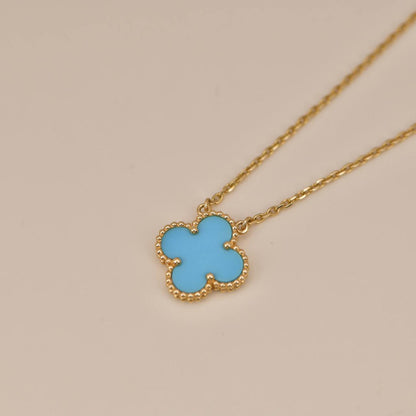 [OrnoraJewelry]CLOVER 15MM VINTAGE TURQUOISE NECKLACE