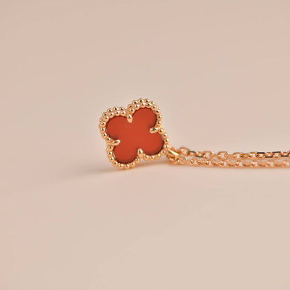 [OrnoraJewelry]CLOVER MINI 9.5MM WHITE CARNELIANS NECKLACE
