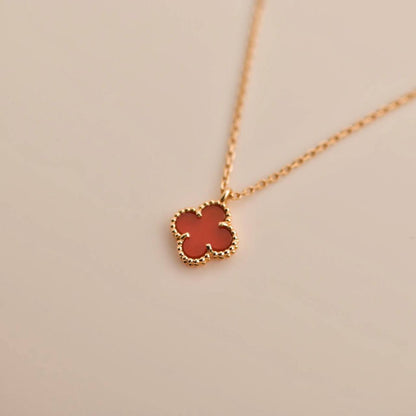 [OrnoraJewelry]CLOVER MINI 9.5MM WHITE CARNELIANS NECKLACE