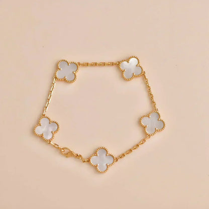 [OrnoraJewelry]CLOVER WHITE PEARL MOP 5 MOTIF BRACELET COLLECTION