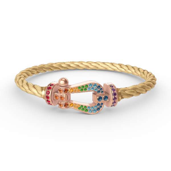 [OrnoraJewelry]FORCE LARGE HORSESHOE  COLORED DIAMOND BRACELET ROSE GOLD
