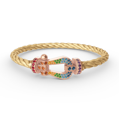 [OrnoraJewelry]FORCE LARGE HORSESHOE  COLORED DIAMOND BRACELET ROSE GOLD