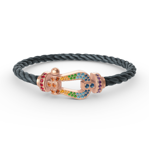 [OrnoraJewelry]FORCE LARGE HORSESHOE  COLORED DIAMOND BRACELET ROSE GOLD