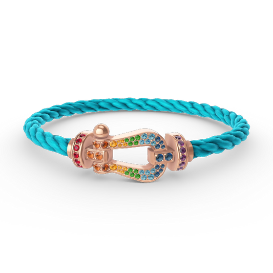 [OrnoraJewelry]FORCE LARGE HORSESHOE  COLORED DIAMOND BRACELET ROSE GOLD
