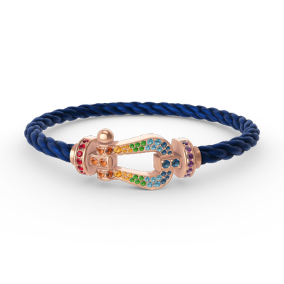 [OrnoraJewelry]FORCE LARGE HORSESHOE  COLORED DIAMOND BRACELET ROSE GOLD