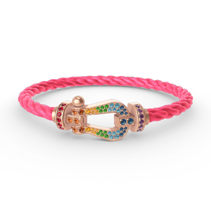 [OrnoraJewelry]FORCE LARGE HORSESHOE  COLORED DIAMOND BRACELET ROSE GOLD
