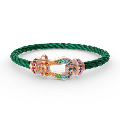 [OrnoraJewelry]FORCE LARGE HORSESHOE  COLORED DIAMOND BRACELET ROSE GOLD