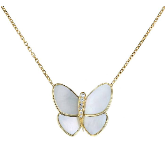 [OrnoraJewelry]BUTTERFLY GOLD MOP DIAMOND NECKLACE