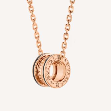 [OrnoraJewelry]ZERO 1 ROCK PEDANT PINK GOLD BLACK NECKLACE