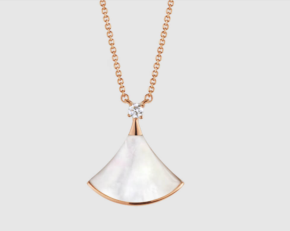 [OrnoraJewelry]DREAM NECKLACE WHITE MOP PINK GOLD 1 DIAMOND