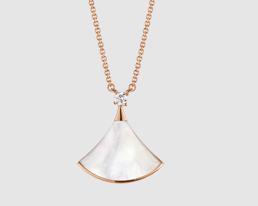 [OrnoraJewelry]DREAM NECKLACE WHITE MOP PINK GOLD 1 DIAMOND