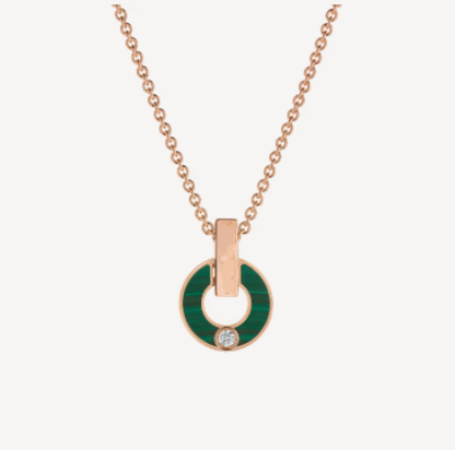 [OrnoraJewelry]GARI NECKLACE PINK GOLD MALACHITE