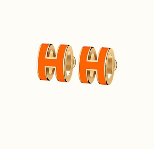 [OrnoraJewelry]MINI POP H EARRINGS ORANGE