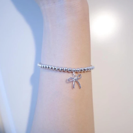 [Ornora Jewelry]STERLING SILVER BOW BEAD BRACELET