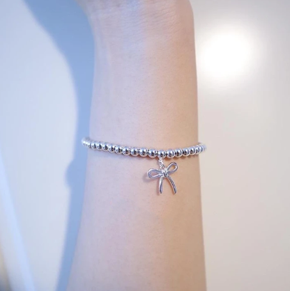 [Ornora Jewelry]STERLING SILVER BOW BEAD BRACELET