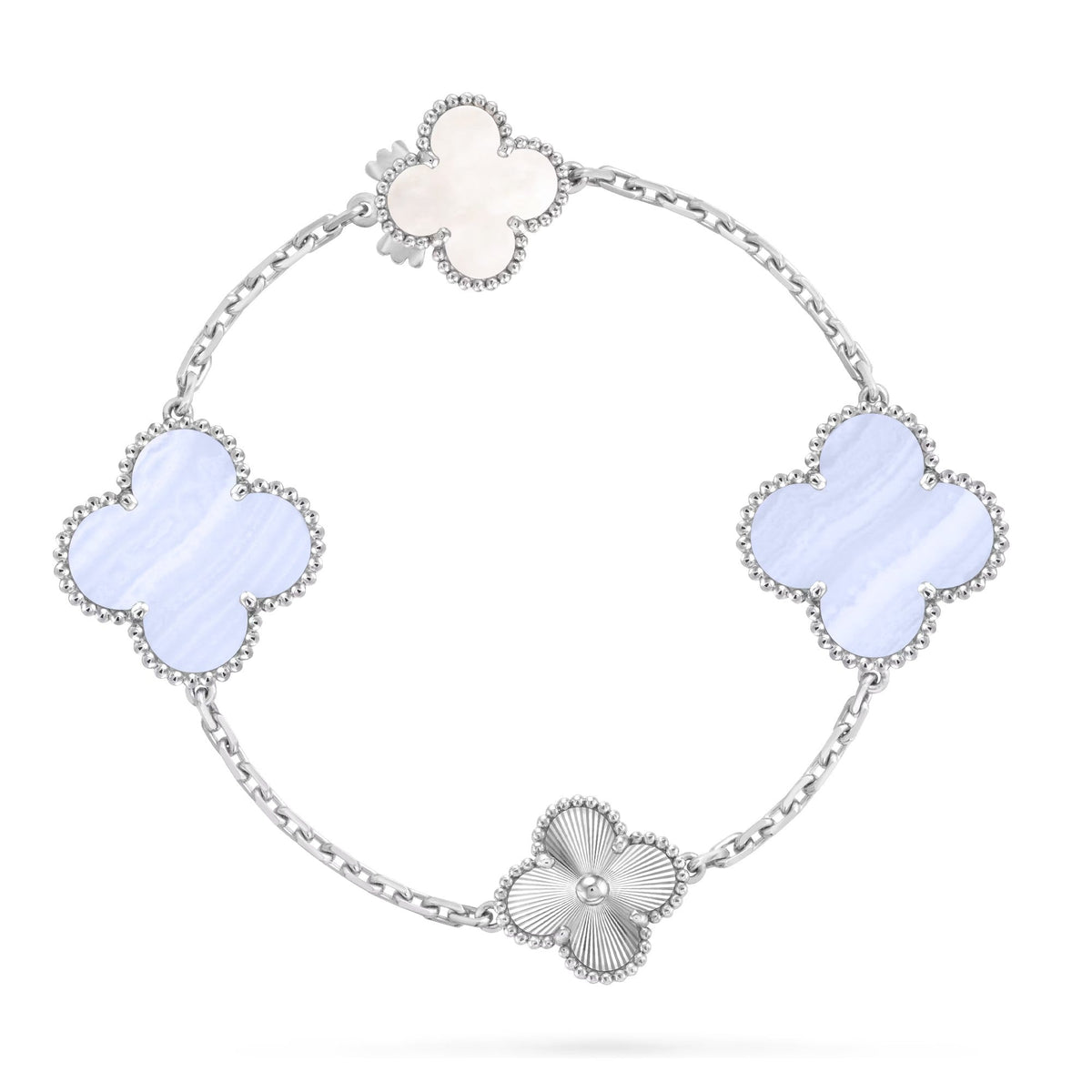 [OrnoraJewelry]DETACHABLE CLOVER 15(11+4) FLOWER SILVER NECKLACE SET