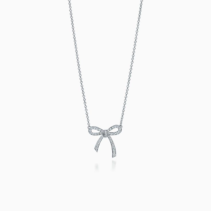 [Ornora Jewelry]RIBBON NECKLACE BOW PENDANT DIAMOND CHARM CHAIN