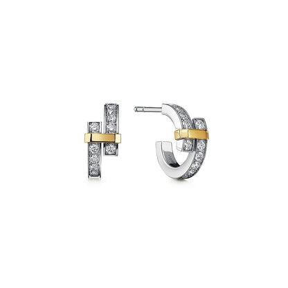 [Ornora Jewelry]EDGE DIAMOND PINK GOLD EARRINGS